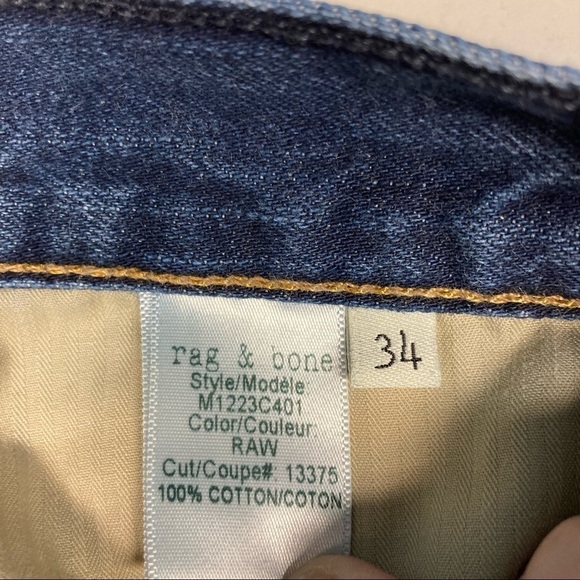 RAG & BONE Sz 34 Standard Issue Slim Leg 100% Cotton  Button Fly Jeans - Picture 8 of 12